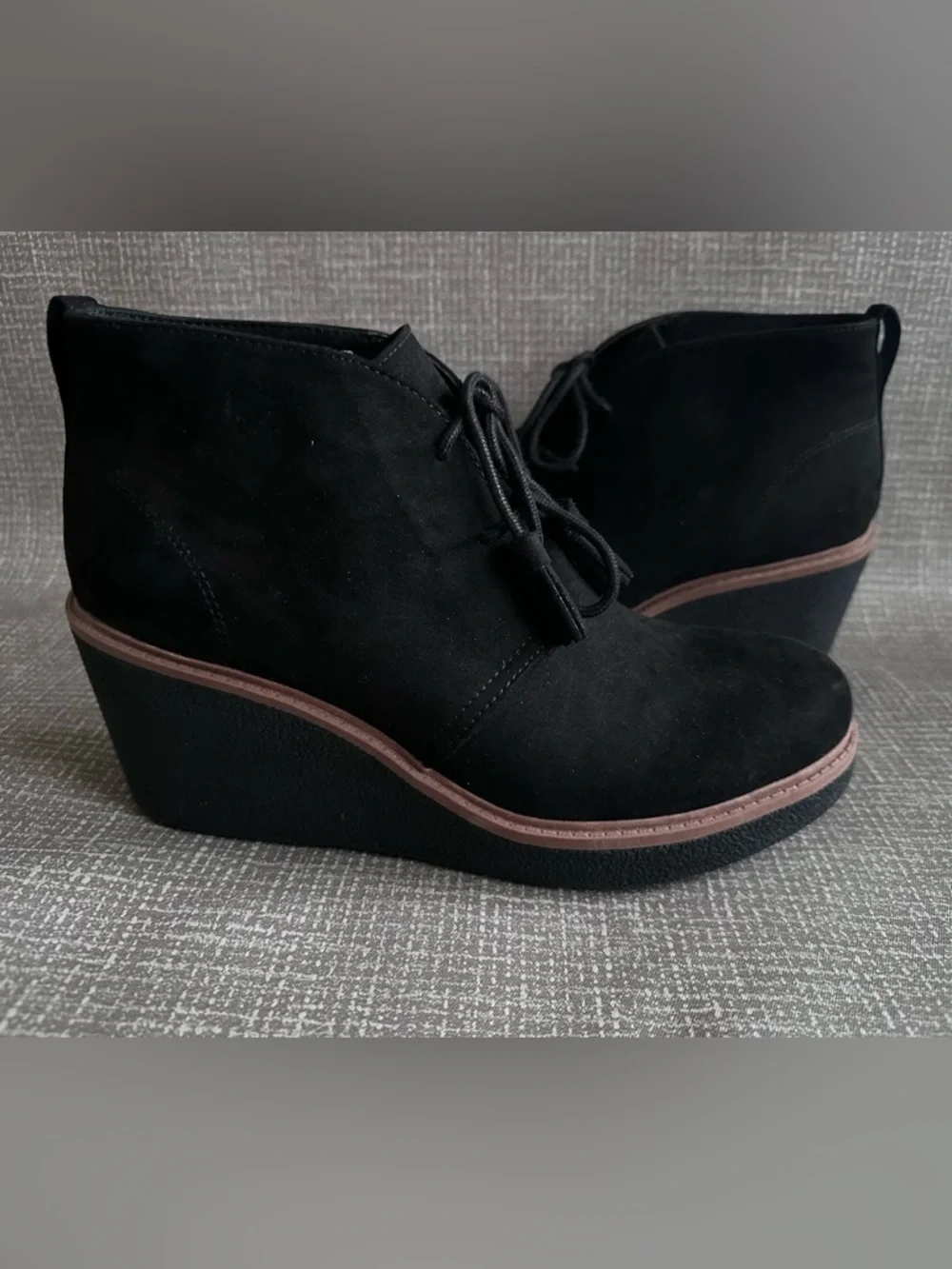 Dr. Scholl’s Women’s Black 3” Wedge Chukka Ankle Boots Lace Up Size 9M